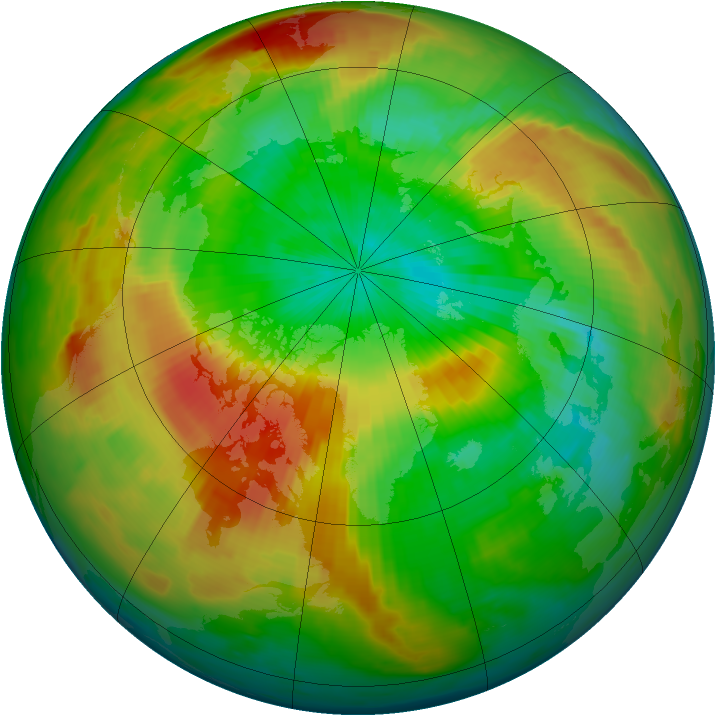 Arctic ozone map for 13 April 1997